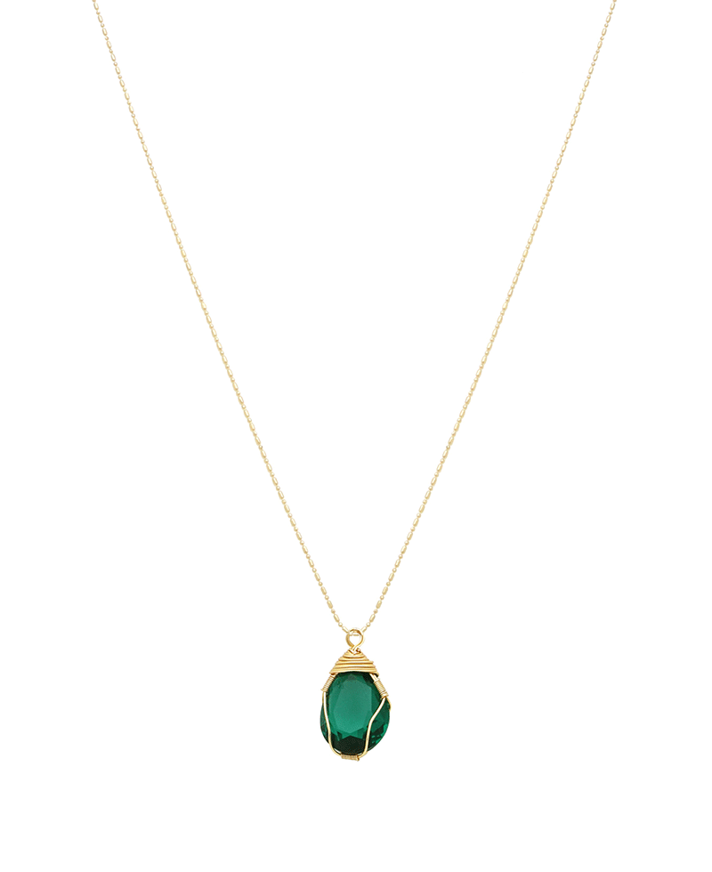 Wire Wrapped Glass Short Necklace