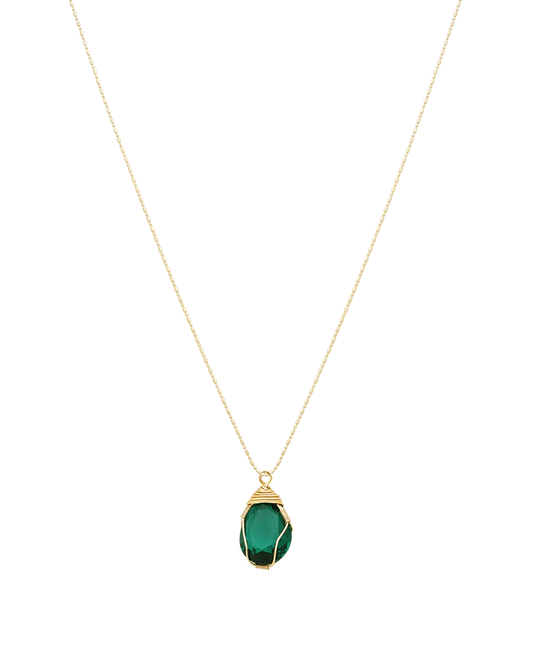 Wire Wrapped Glass Short Necklace
