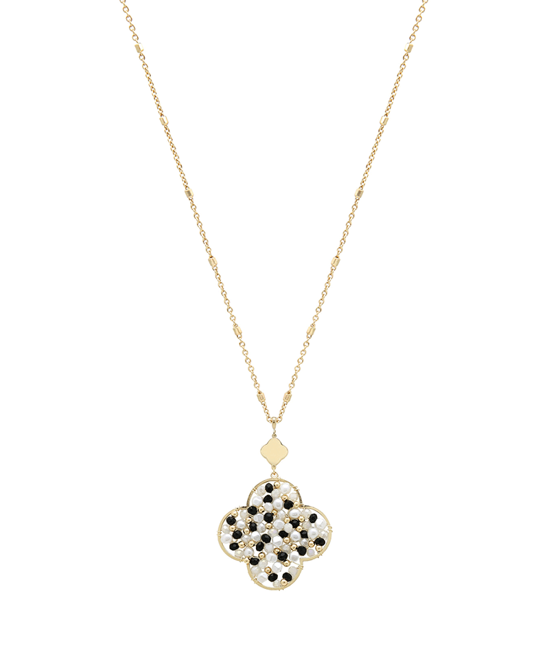 Multi Bead Clover Woven Necklace
