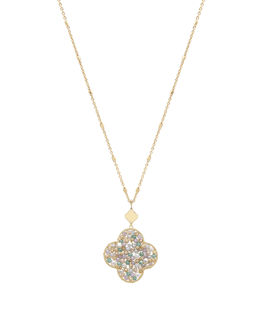 Multi Bead Clover Woven Necklace