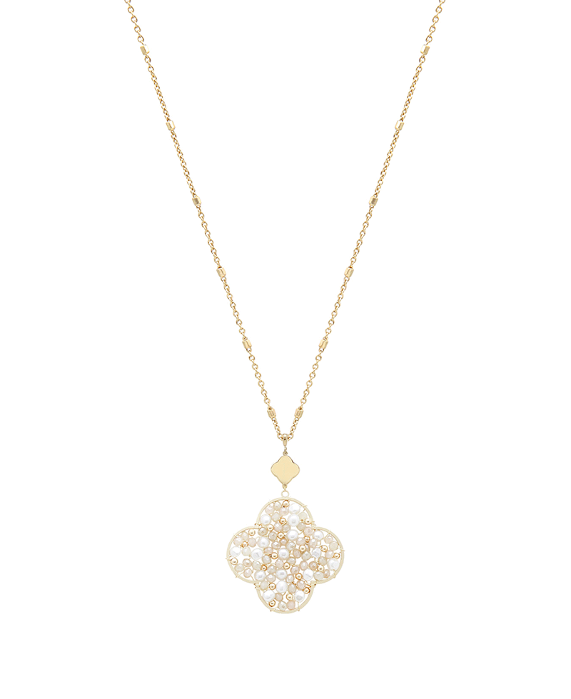 Multi Bead Clover Woven Necklace