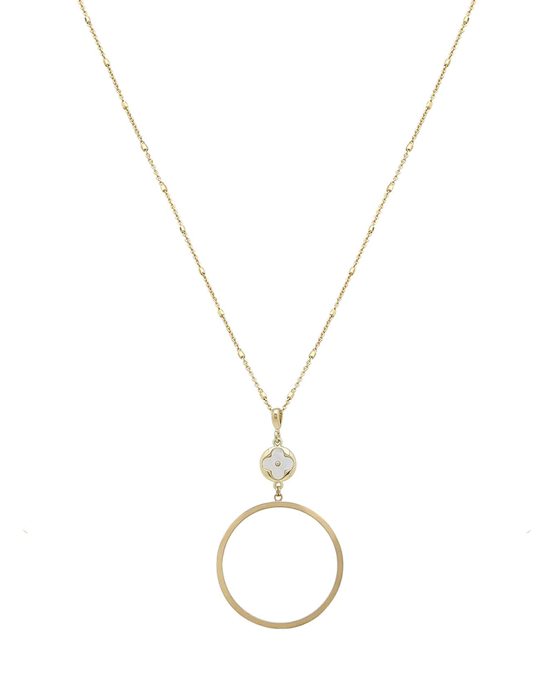 Clover Shell & Circle Drop Necklace