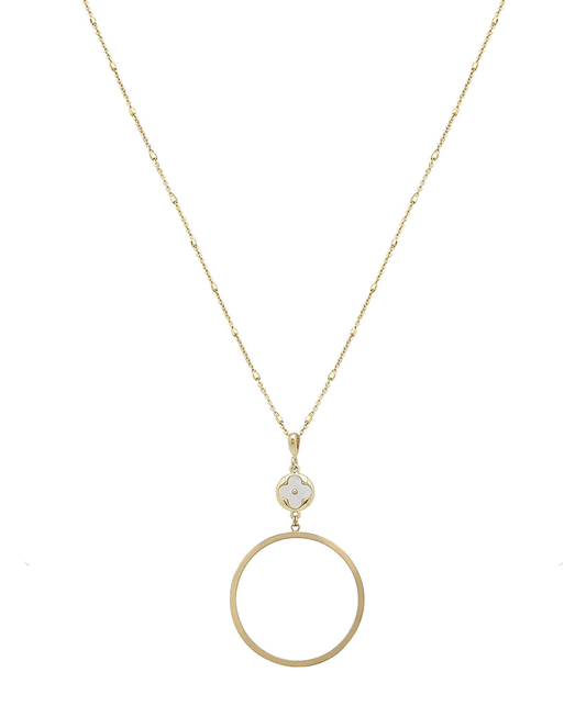 Clover Shell & Circle Drop Necklace