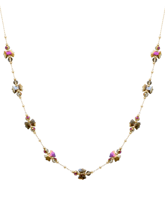 Crystal Flower Shape Station Short Necklace