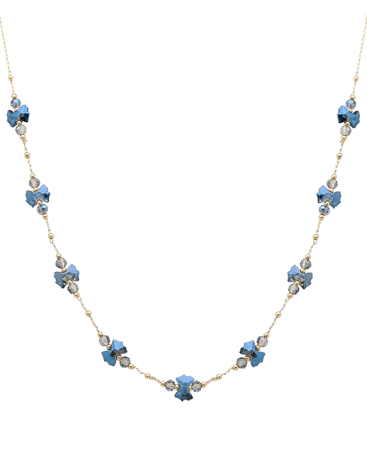 Crystal Flower Shape Station Short Necklace