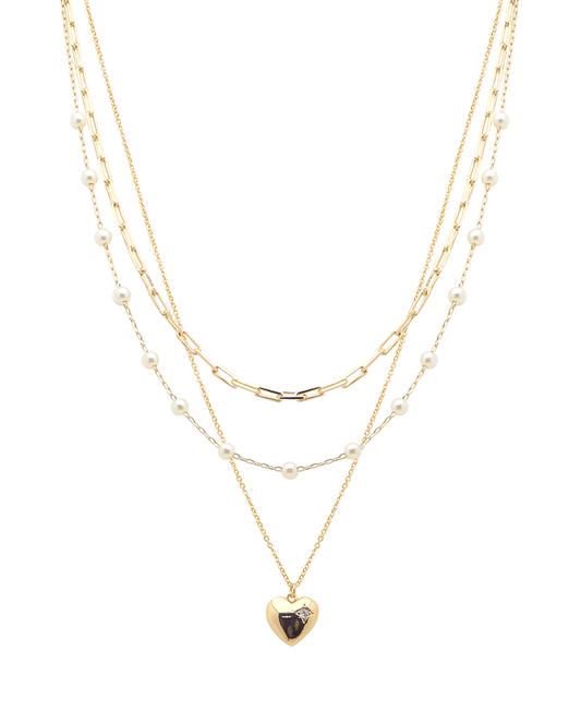 Heart Pendant Layered Short Necklace