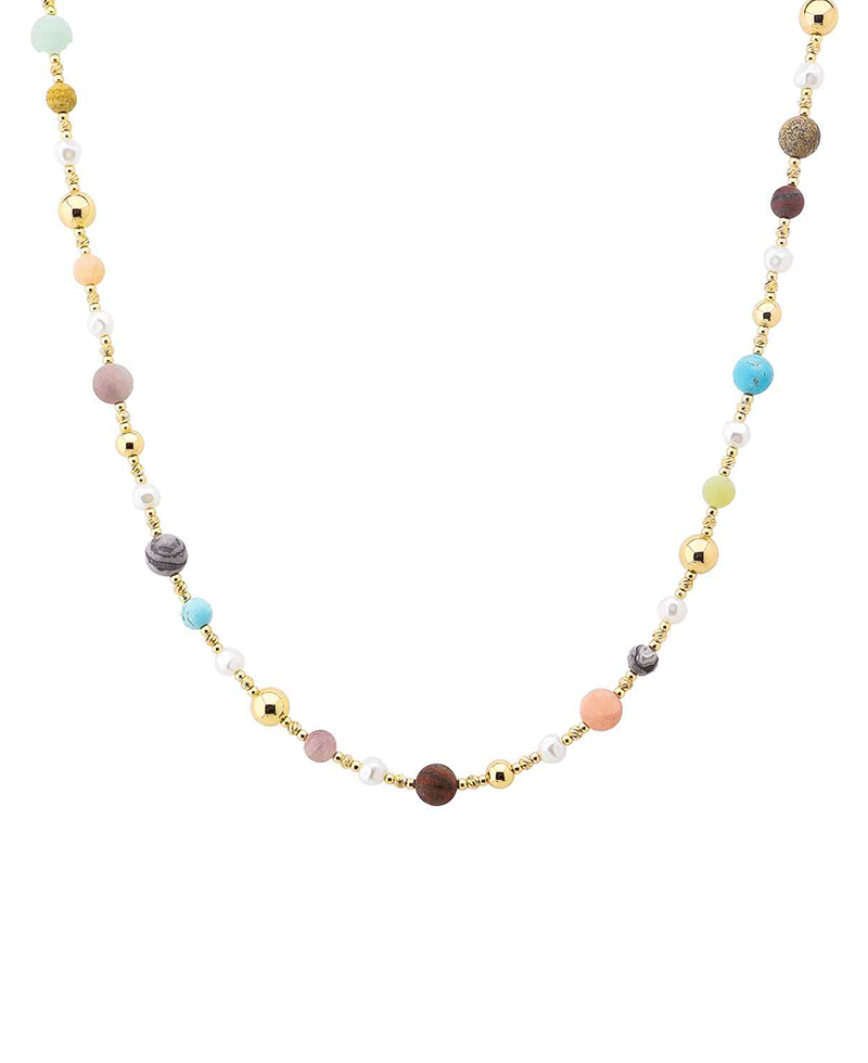 CCB & Stone & Pearl Short Necklace