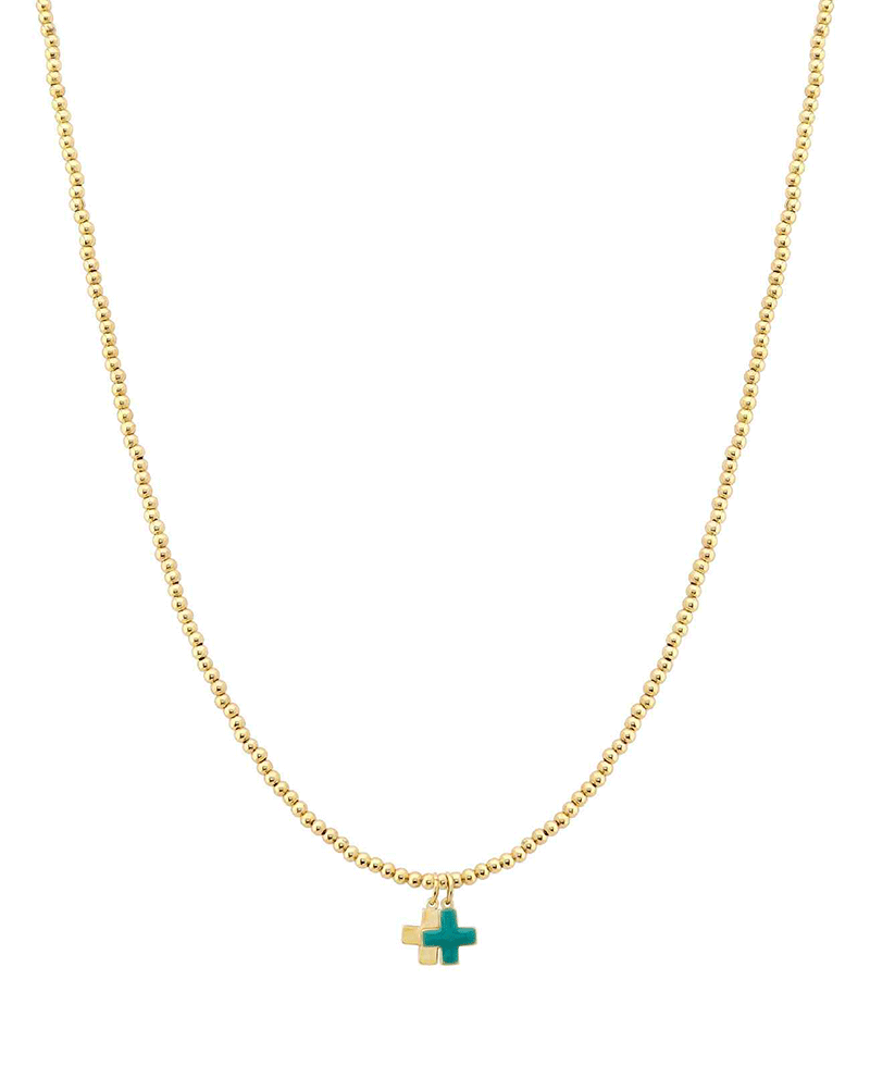 Double Cross Ball Short Necklace