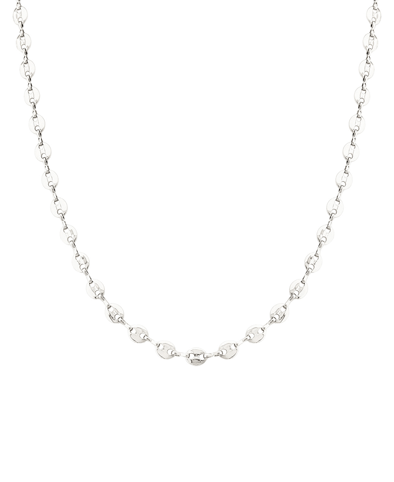 Oval Metal Linked Short Necklace