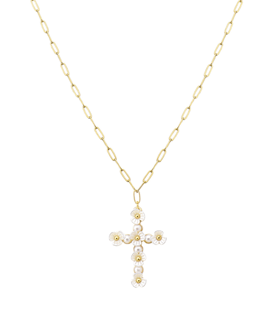 Flower Cross Short Necklace
