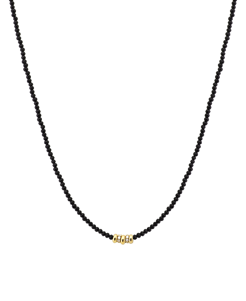 Small Round Metal Accent Stone Short Necklace