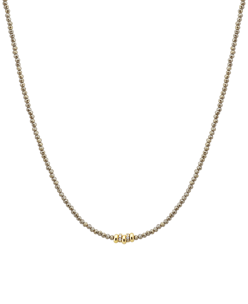 Small Round Metal Accent Stone Short Necklace