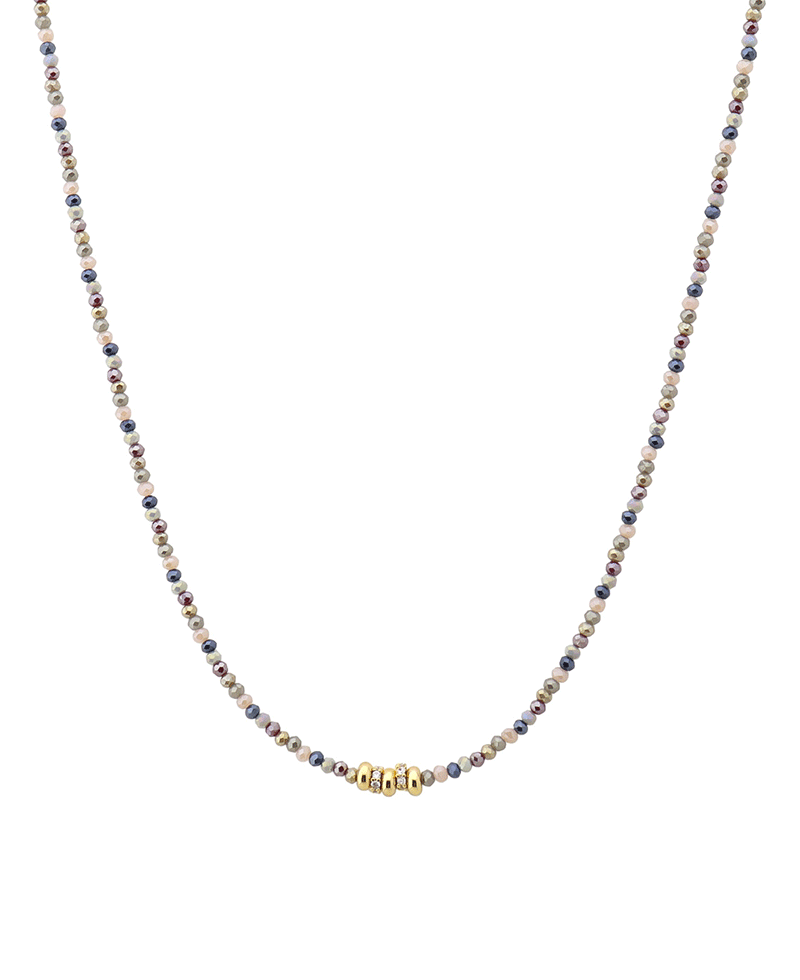 Small Round Metal Accent Stone Short Necklace