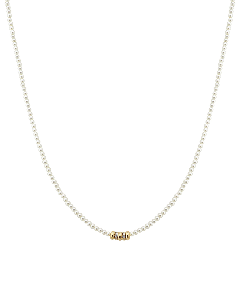 Small Round Metal Accent Pearl Short Necklace