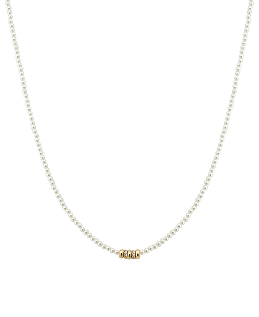 Small Round Metal Accent Pearl Short Necklace