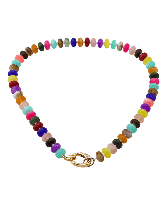 Multi Color Bead Short Necklace