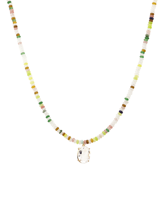 Multi Bead w/ Glass Stone Short Necklace