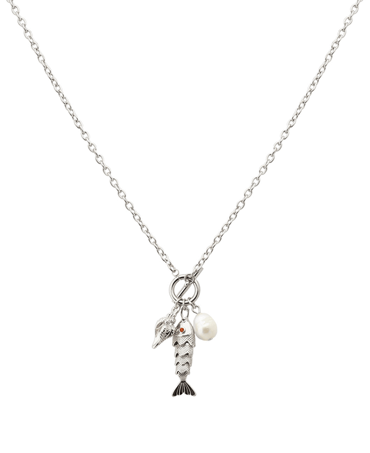 Metal Fish w/ Charms Short Necklace