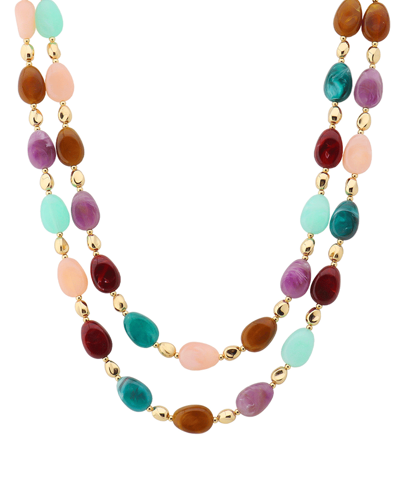 Layered Resin & CCB Short Necklace