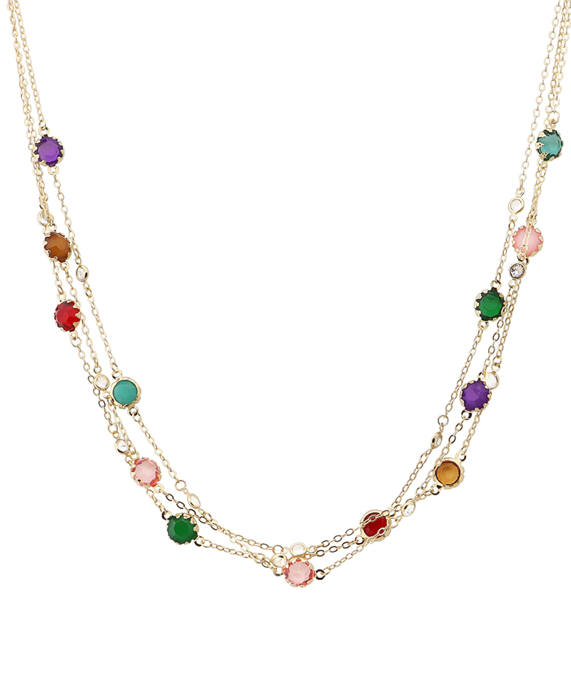 Stone Station Layered Short Necklace