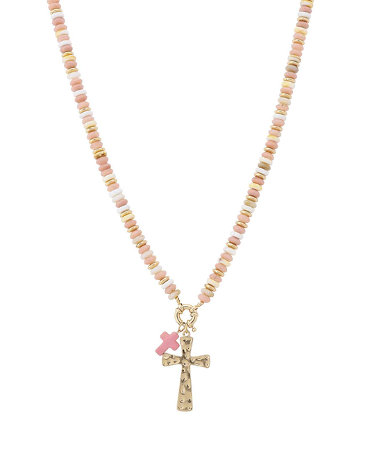 Double Cross Multi Bead Short Necklace