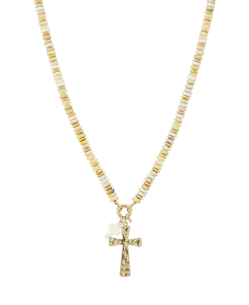 Double Cross Multi Bead Short Necklace
