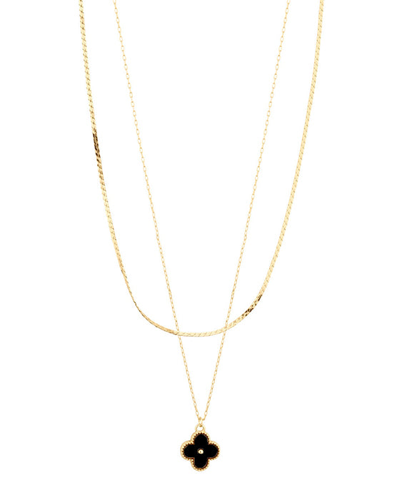 Acrylic Clover Double Layer Short Necklace