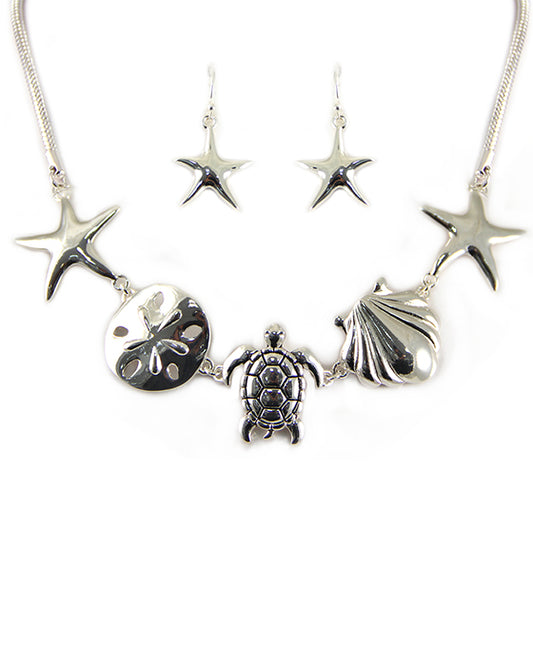 Sea Life Theme High Polished Necklace Set