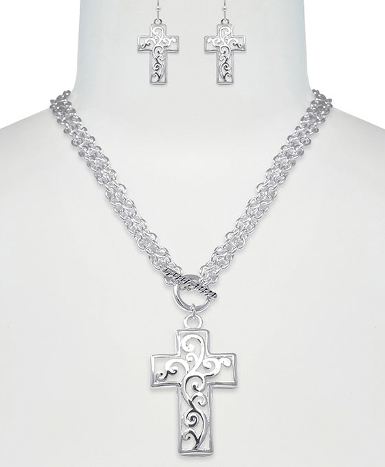 Cross Tailored Dual Side Toggle Necklace Set