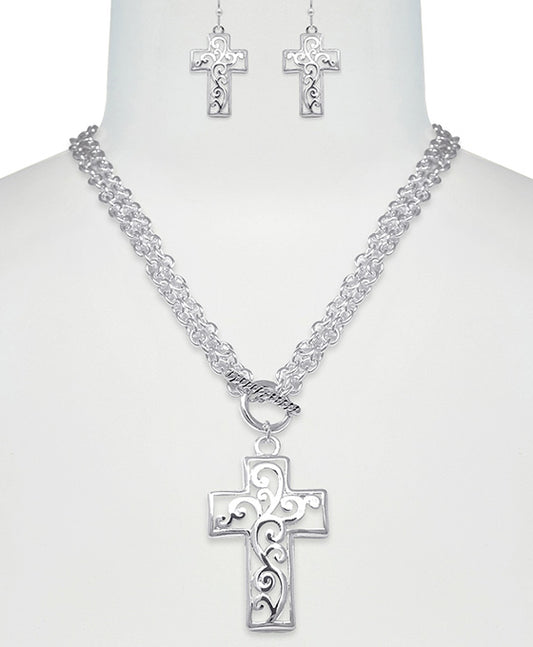 Cross Tailored Dual Side Toggle Necklace Set