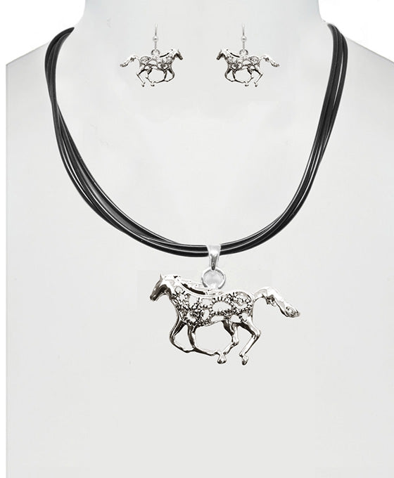 Horse Macasite Necklace Set