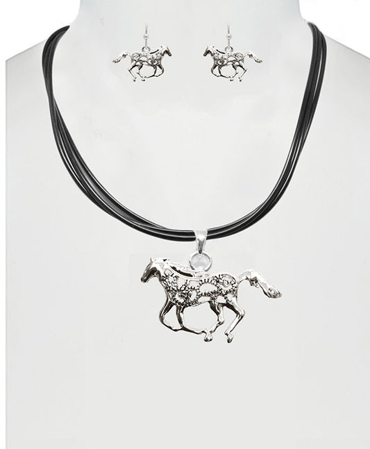 Horse Macasite Necklace Set