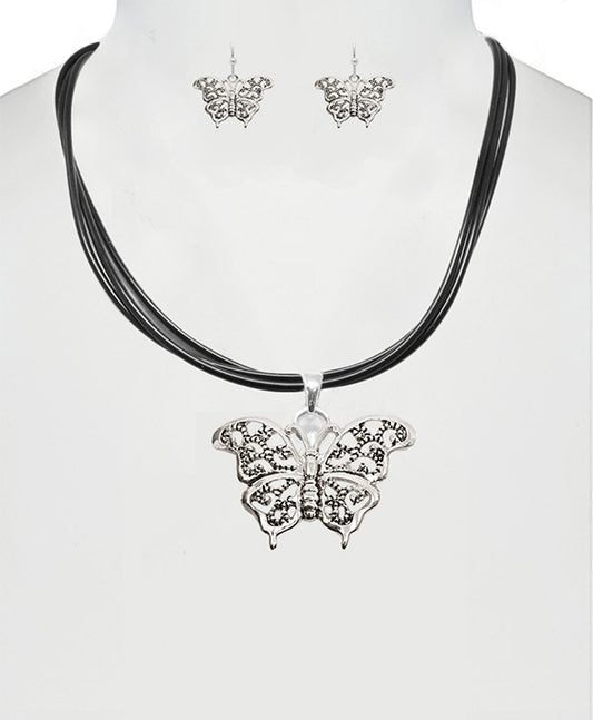 Butterfly Macasite Necklace Set