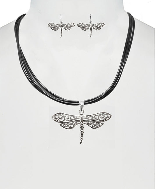Dragonfly Macasite Necklace Set