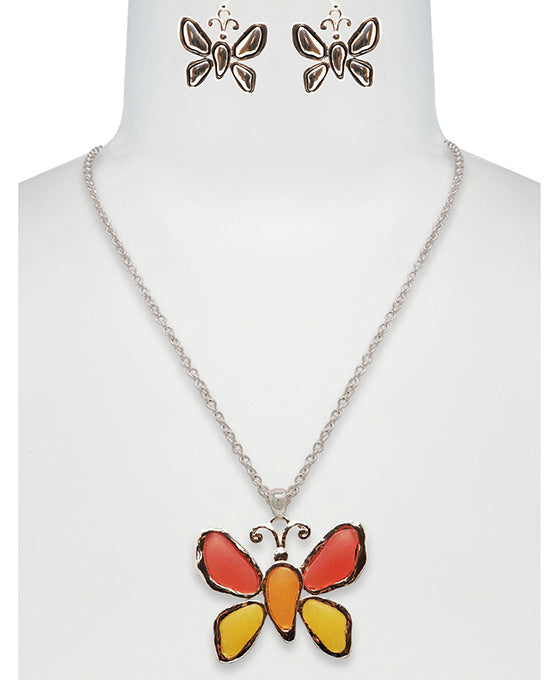 Butterfly Sea Glass Necklace Set