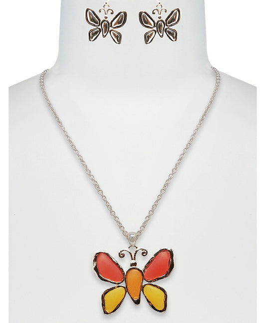 Butterfly Sea Glass Necklace Set