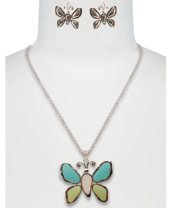 Butterfly Sea Glass Necklace Set