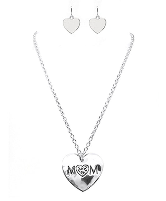 Mom Inspiration Dual Side Heart Necklace Set