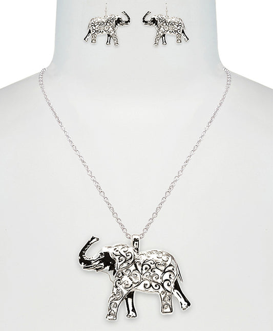 Elephant Filigree Necklace Set