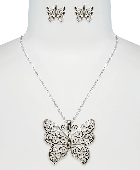 Butterfly Filigree Necklace Set