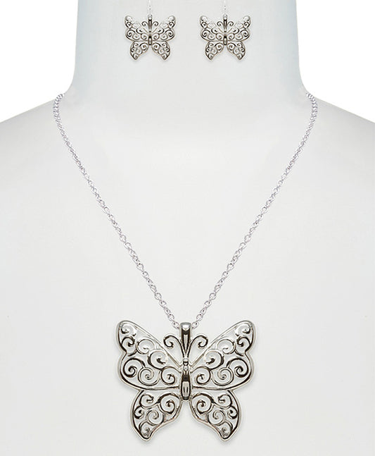 Butterfly Filigree Necklace Set