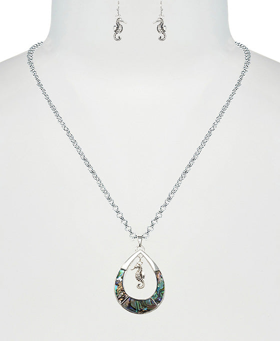 Seahorse Abalone Necklace Set