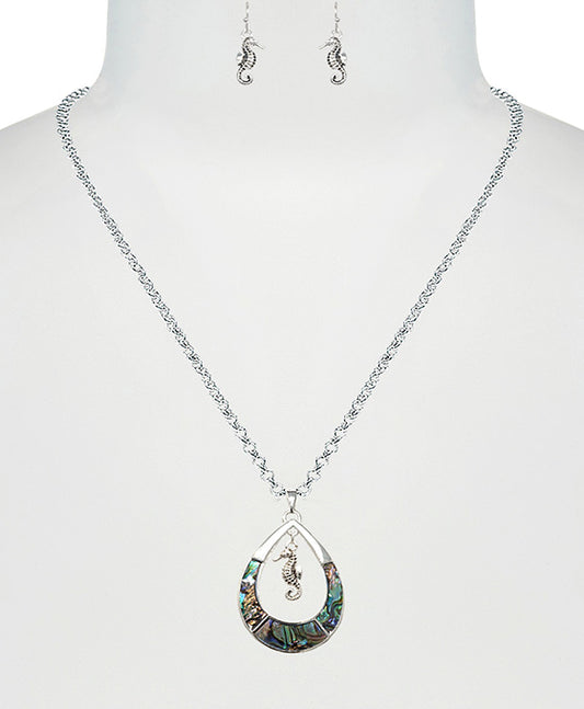 Seahorse Abalone Necklace Set