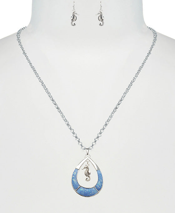 Seahorse Abalone Necklace Set