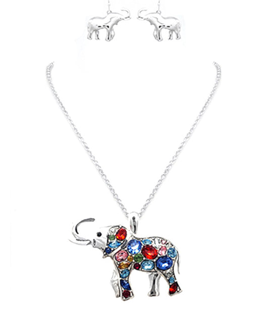 Elephant Acrylic Stone Necklace Set