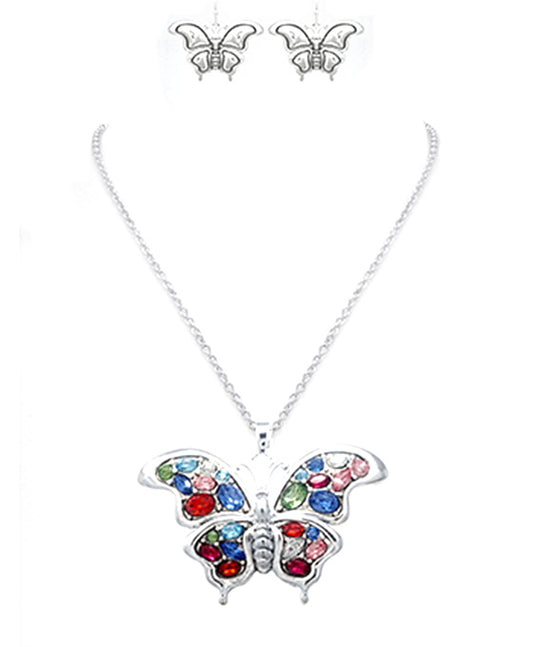 Butterfly Acrylic Stone Necklace Set
