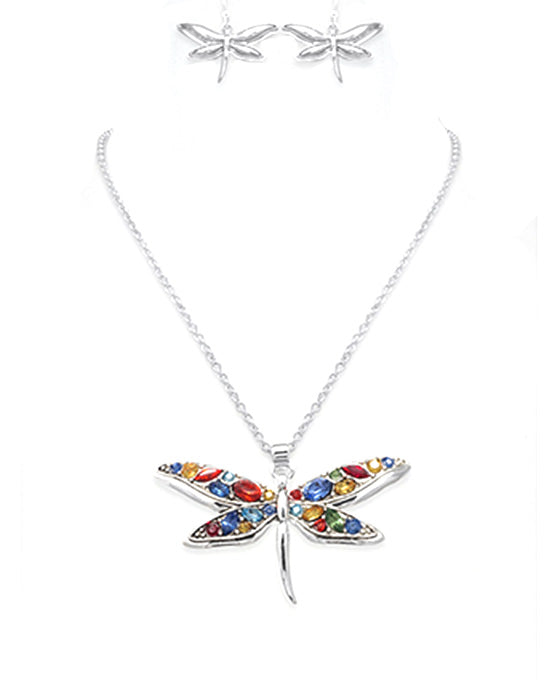 Dragonfly Acrylic Stone Necklace Set