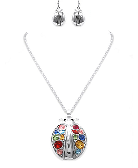 Ladybug Acrylic Stone Necklace Set