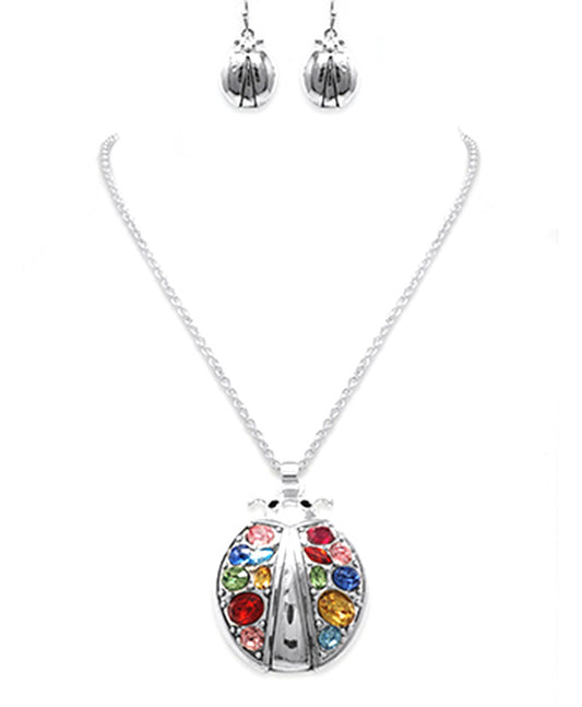 Ladybug Acrylic Stone Necklace Set