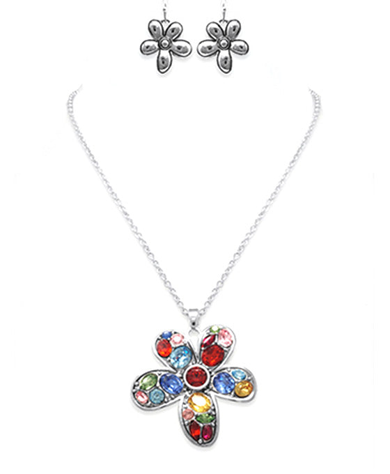 Flower Acrylic Stone Necklace Set
